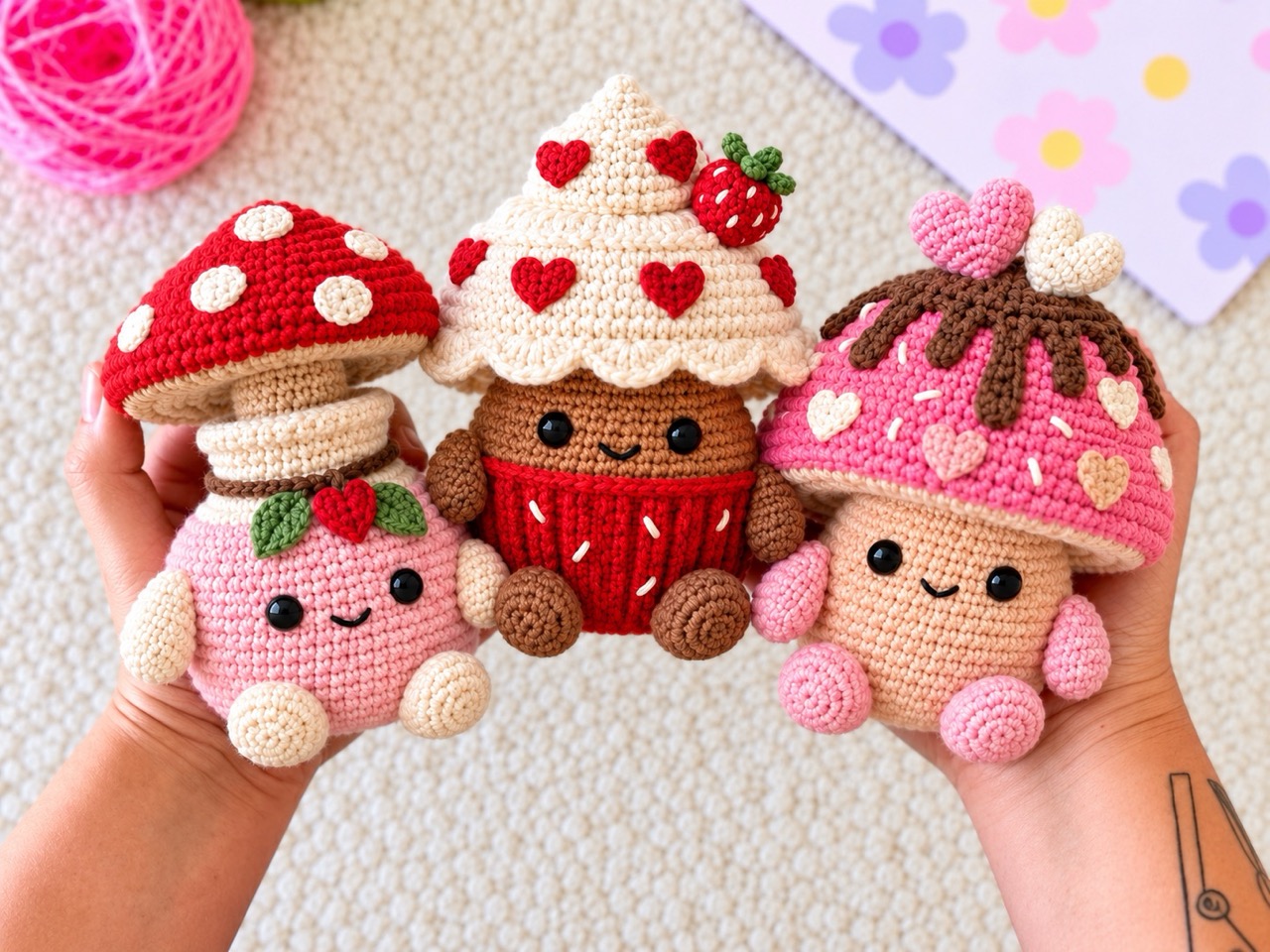 Crochet Mushroom Sweethearts Pattern